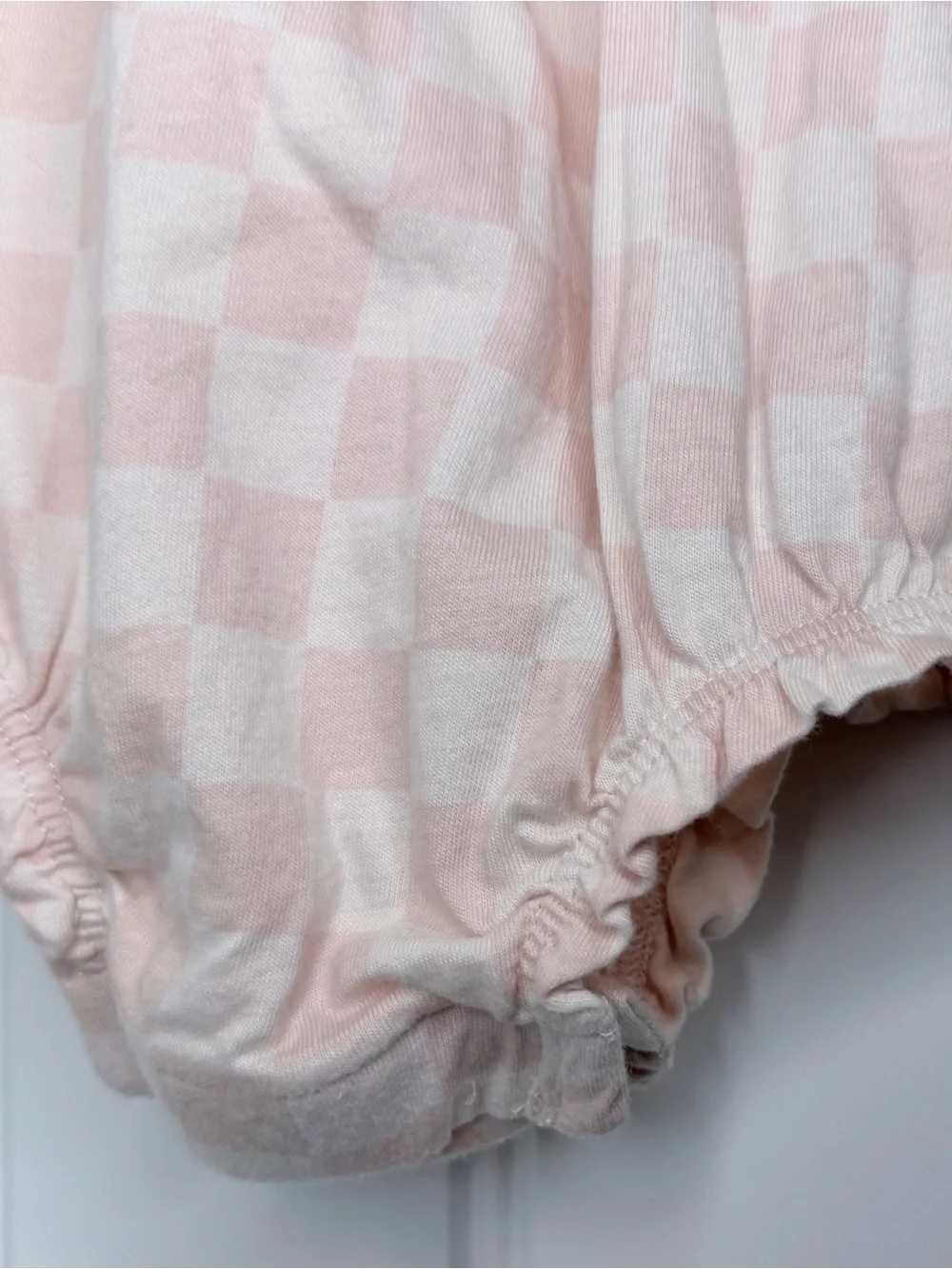 Infant Girl Baby Gap Pink Check Smocked Top Romper Shortall 100% Cotton 18-24m